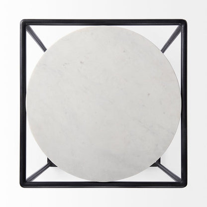 Mercana - Austen 20L x 20W x 22H Round White Marble Top W/ Black Metal Frame Side Table - 69214_CLOSEOUT view 4