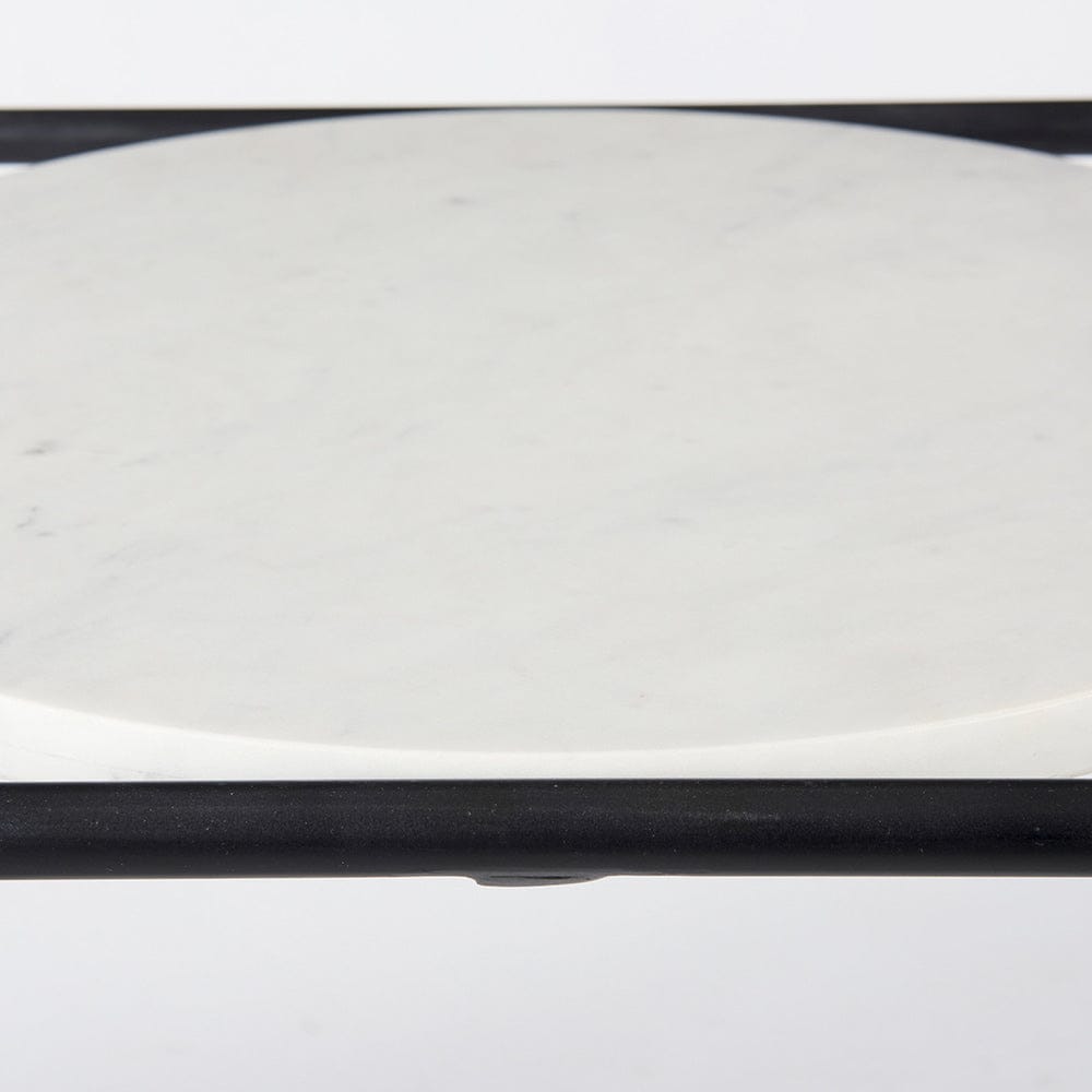 Mercana - Austen 20L x 20W x 22H Round White Marble Top W/ Black Metal Frame Side Table - 69214_CLOSEOUT view 5