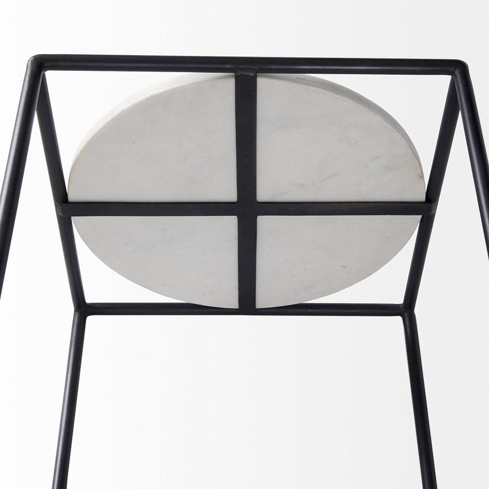 Mercana - Austen 20L x 20W x 22H Round White Marble Top W/ Black Metal Frame Side Table - 69214_CLOSEOUT view 7