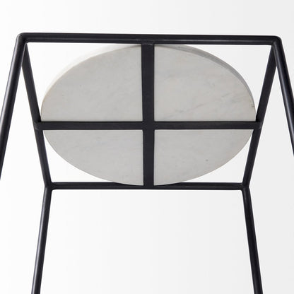 Mercana - Austen 20L x 20W x 22H Round White Marble Top W/ Black Metal Frame Side Table - 69214_CLOSEOUT view 7