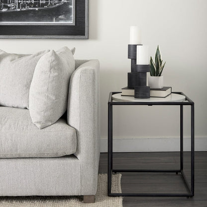 Mercana - Austen 20L x 20W x 22H Round White Marble Top W/ Black Metal Frame Side Table - 69214_CLOSEOUT view 11