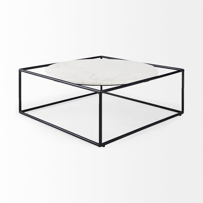 Mercana - Austen 36L x 36W x 14.5H Round White Marble Top W/ Black Metal Frame Coffee Table - 69213_CLOSEOUT view 3