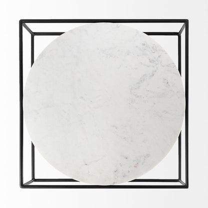 Mercana - Austen 36L x 36W x 14.5H Round White Marble Top W/ Black Metal Frame Coffee Table - 69213_CLOSEOUT view 4