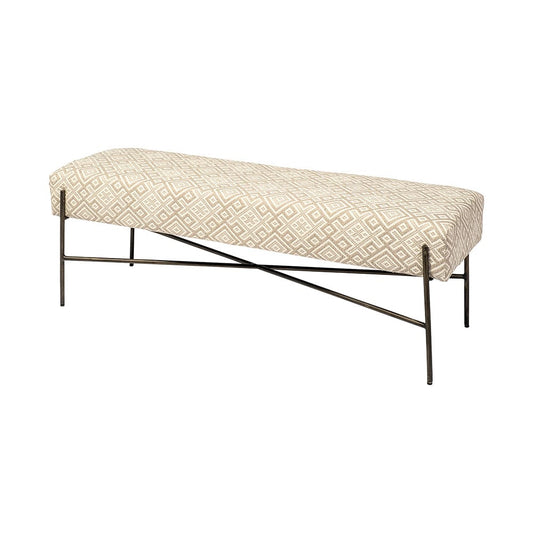 Mercana - Avery II 55L x 17W Off White Upholstered Seat With Metal Base Accent Bench - 68742_CLOSEOUT view 1