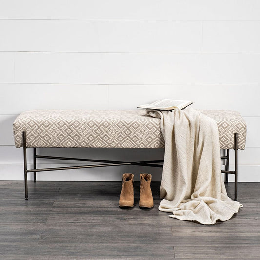 Mercana - Avery II 55L x 17W Off White Upholstered Seat With Metal Base Accent Bench - 68742_CLOSEOUT view 2