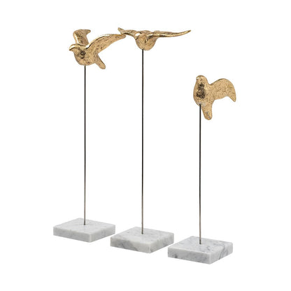 Mercana - Aya 11L x 4W Gold Metal Decorative Birds (Set of 3) - 68930 view 1