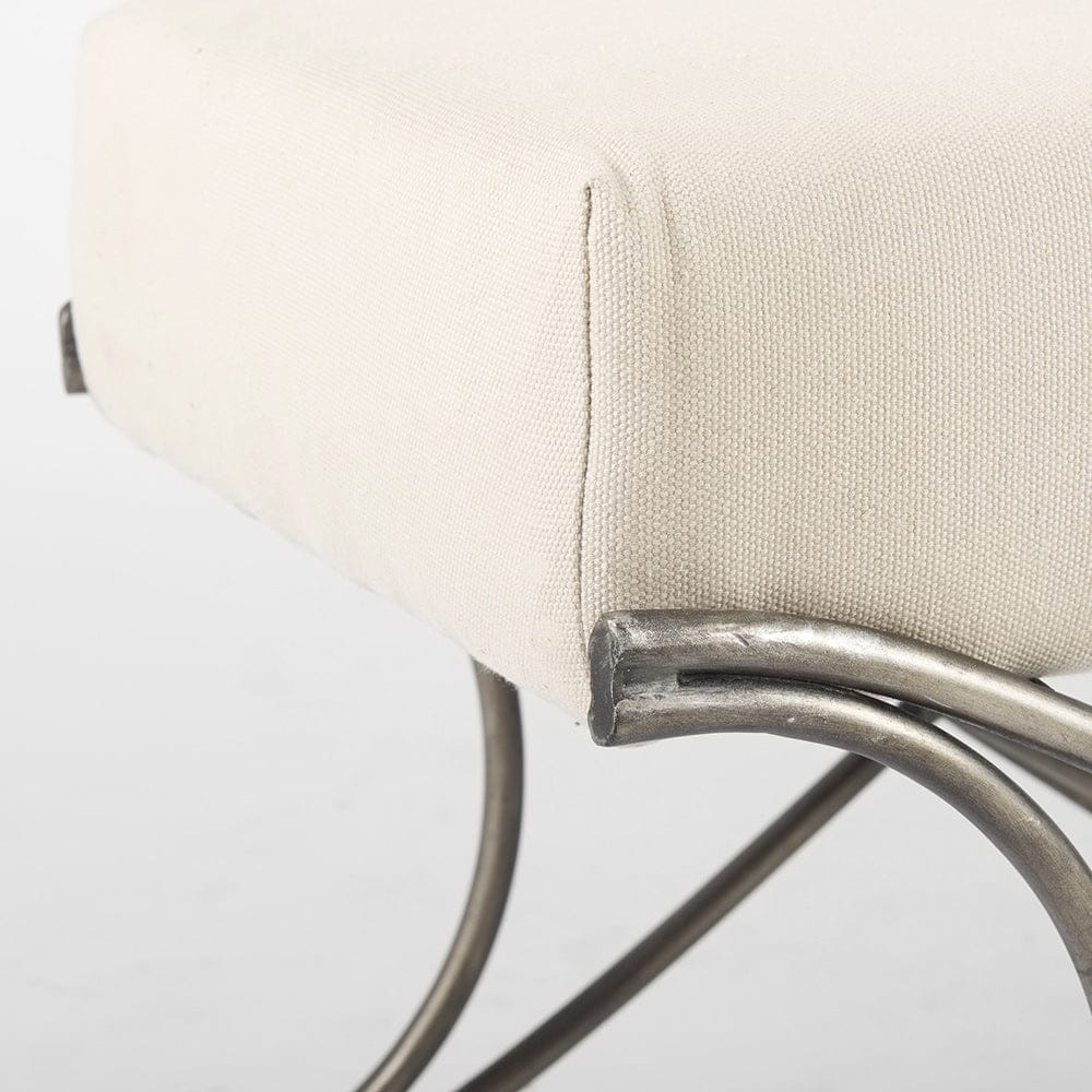 Mercana - Ayla 55L x 17.6W x 18H Cream Fabric Seat W/ Antique Nickel Frame Bench - 69369_CLOSEOUT view 5