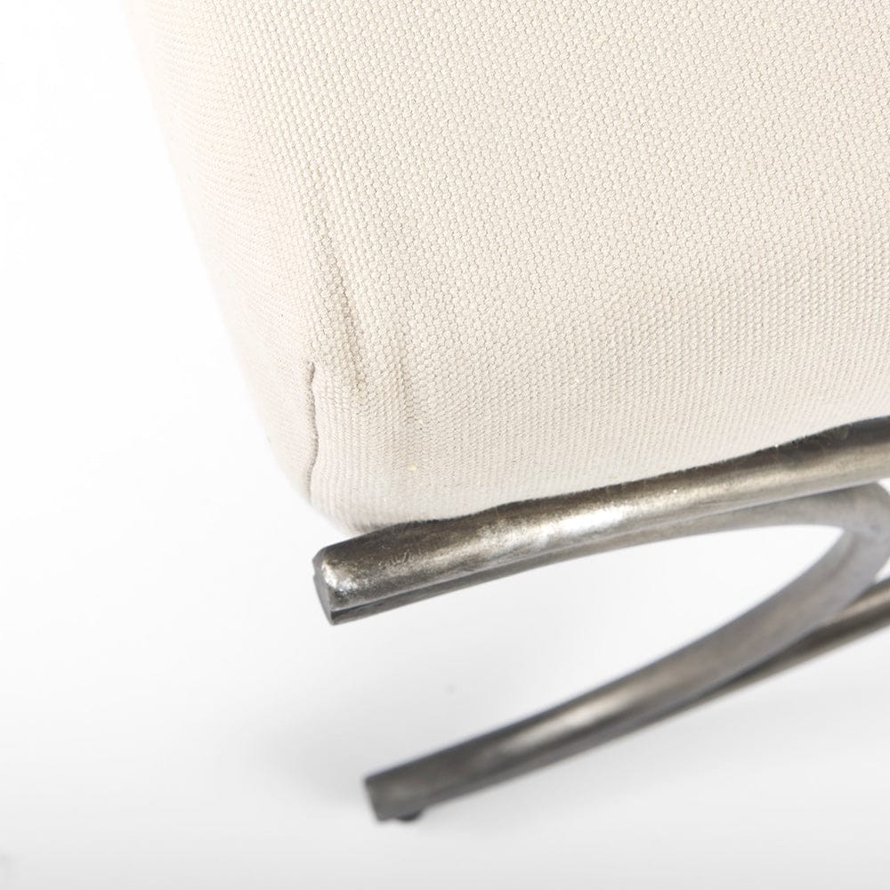 Mercana - Ayla 55L x 17.6W x 18H Cream Fabric Seat W/ Antique Nickel Frame Bench - 69369_CLOSEOUT view 6