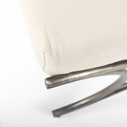 Mercana - Ayla 55L x 17.6W x 18H Cream Fabric Seat W/ Antique Nickel Frame Bench - 69369_CLOSEOUT view 6