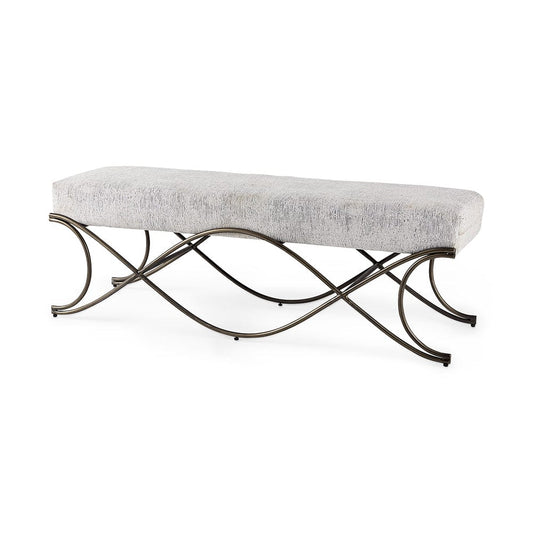 Mercana - Ayla 55L x 17.6W x 18H Dark Gray Fabric Seat W/ Dark Nickel Metal Frame Bench - 69370_CLOSEOUT view 1