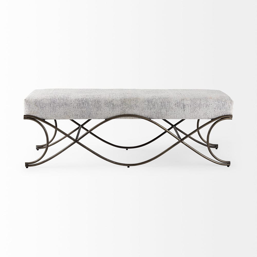 Mercana - Ayla 55L x 17.6W x 18H Dark Gray Fabric Seat W/ Dark Nickel Metal Frame Bench - 69370_CLOSEOUT view 2