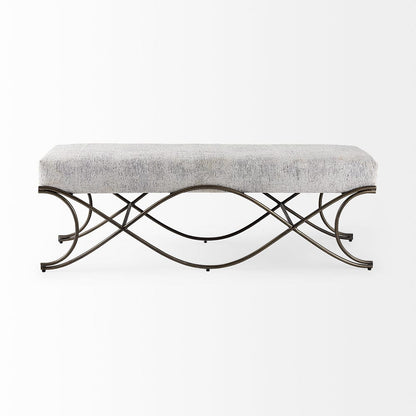 Mercana - Ayla 55L x 17.6W x 18H Dark Gray Fabric Seat W/ Dark Nickel Metal Frame Bench - 69370_CLOSEOUT view 2