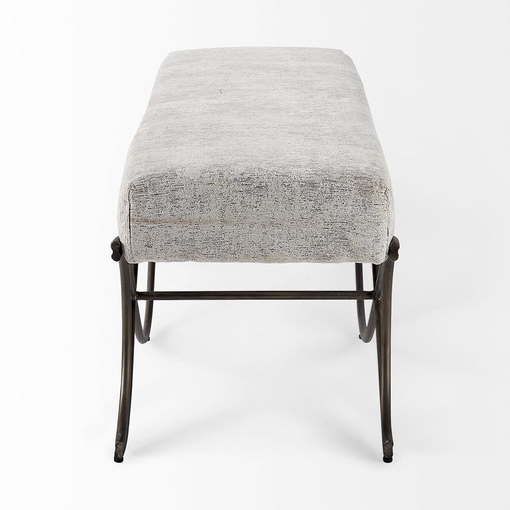 Mercana - Ayla 55L x 17.6W x 18H Dark Gray Fabric Seat W/ Dark Nickel Metal Frame Bench - 69370_CLOSEOUT view 3