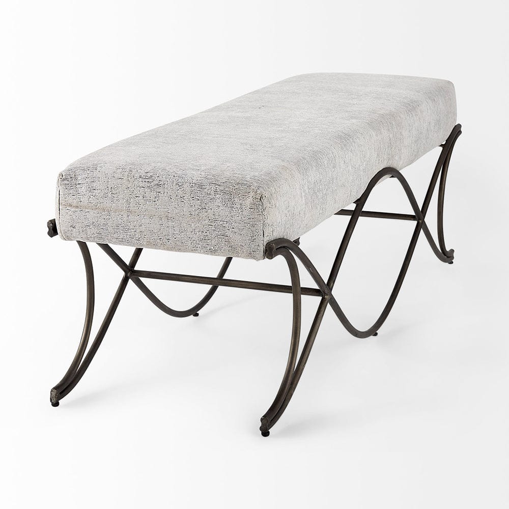 Mercana - Ayla 55L x 17.6W x 18H Dark Gray Fabric Seat W/ Dark Nickel Metal Frame Bench - 69370_CLOSEOUT view 4