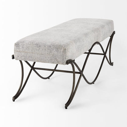Mercana - Ayla 55L x 17.6W x 18H Dark Gray Fabric Seat W/ Dark Nickel Metal Frame Bench - 69370_CLOSEOUT view 4