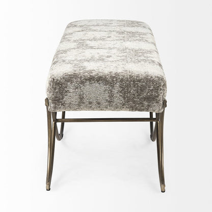 Mercana - Ayla 55L x 17.6W x 18H Light and Dark Gray Fabric Seat W/ Antique Gold Metal Frame Bench - 69371_CLOSEOUT view 3