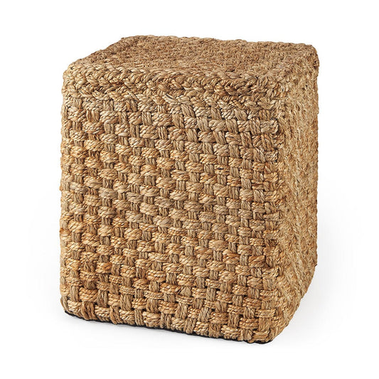 Mercana - Aylin 16.5" Square Brown Jute Pouf - 69447 view 1