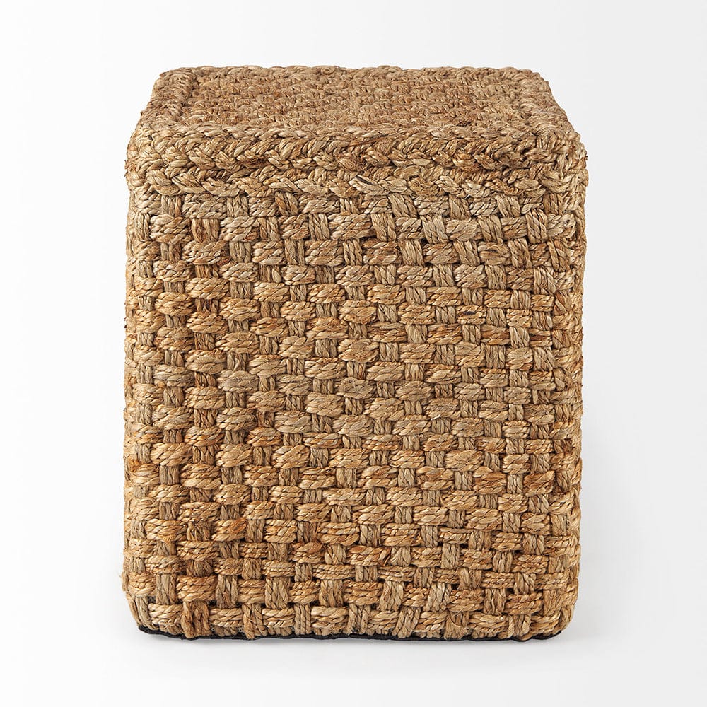 Mercana - Aylin 16.5" Square Brown Jute Pouf - 69447 view 2