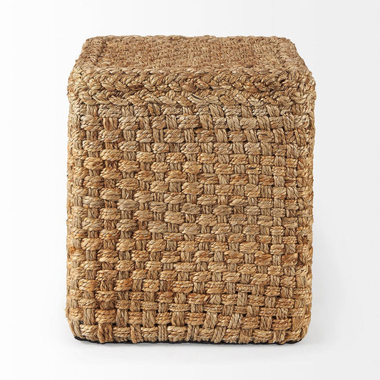 Mercana - Aylin 16.5" Square Brown Jute Pouf - 69447 view 2