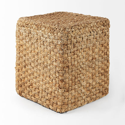 Mercana - Aylin 16.5" Square Brown Jute Pouf - 69447 view 3