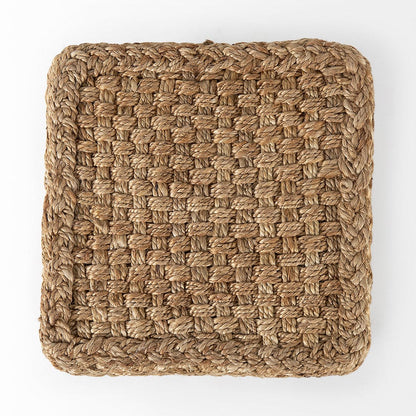 Mercana - Aylin 16.5" Square Brown Jute Pouf - 69447 view 4