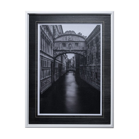 Mercana - B&W Bridge of Sighs by Danny Head a Hand Embellished Textured Framed Art Print Matted under Glass - 12712 view 1