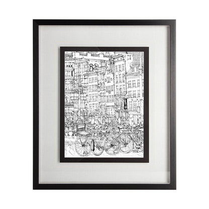Mercana - B&W City Scene I by Melissa Wang a Hand Embellished Textured Framed Art Print Matted under Glass - 11867 view 1