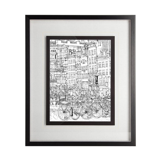 Mercana - B&W City Scene I by Melissa Wang a Hand Embellished Textured Framed Art Print Matted under Glass - 11867 view 1