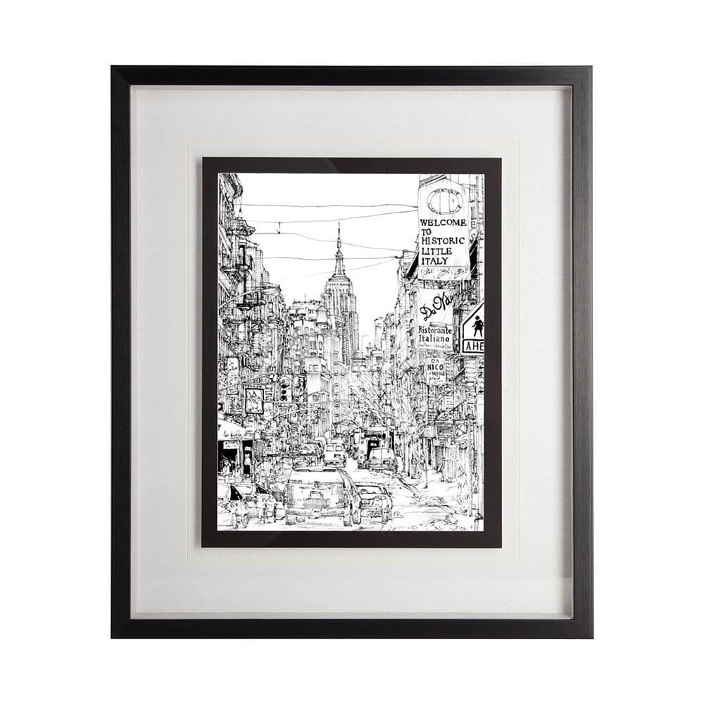 Mercana - B&W City Scene II by Melissa Wang a Hand Embellished Textured Framed Art Print Matted under Glass - 11868 view 1