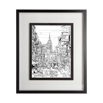 Mercana - B&W City Scene II by Melissa Wang a Hand Embellished Textured Framed Art Print Matted under Glass - 11868 view 1