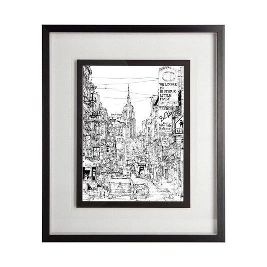 Mercana - B&W City Scene II by Melissa Wang a Hand Embellished Textured Framed Art Print Matted under Glass - 11868 view 1