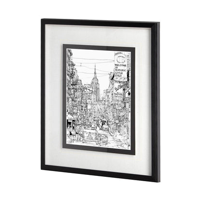 Mercana - B&W City Scene II by Melissa Wang a Hand Embellished Textured Framed Art Print Matted under Glass - 11868 view 2