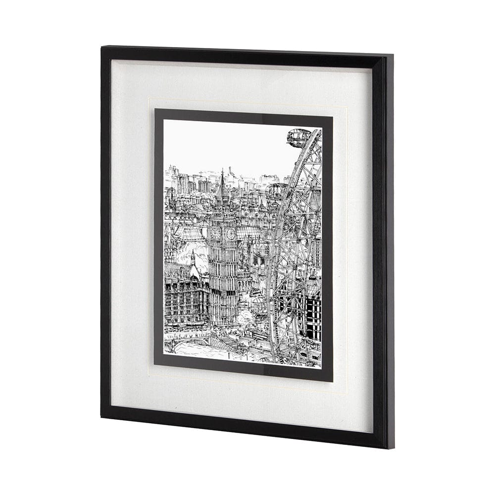 Mercana - B&W City Scene IV by Melissa Wang a Hand Embellished Textured Framed Art Print Matted under Glass - 11869 view 2
