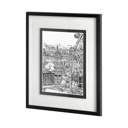 Mercana - B&W City Scene IV by Melissa Wang a Hand Embellished Textured Framed Art Print Matted under Glass - 11869 view 2