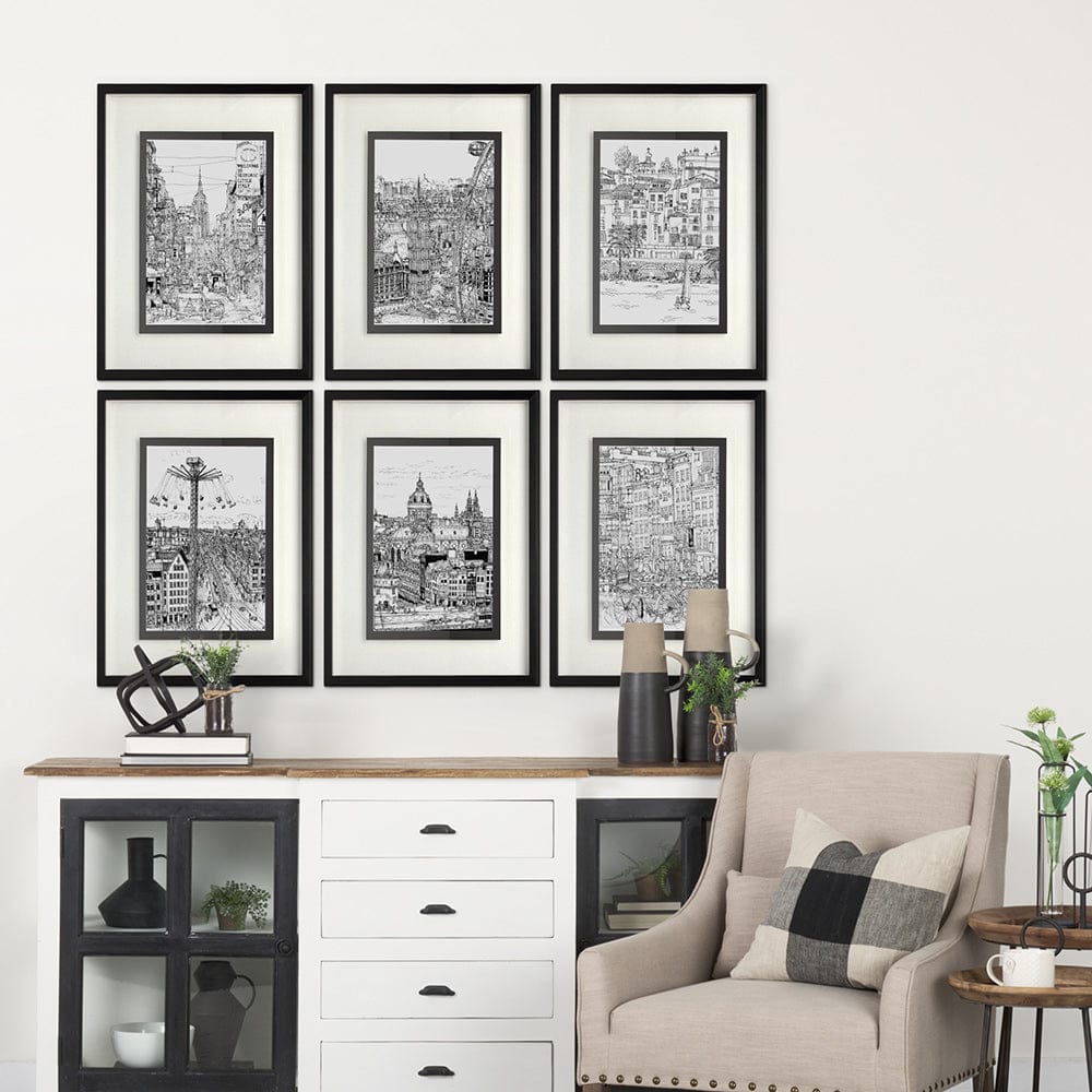 Mercana - B&W City Scene IV by Melissa Wang a Hand Embellished Textured Framed Art Print Matted under Glass - 11869 view 4