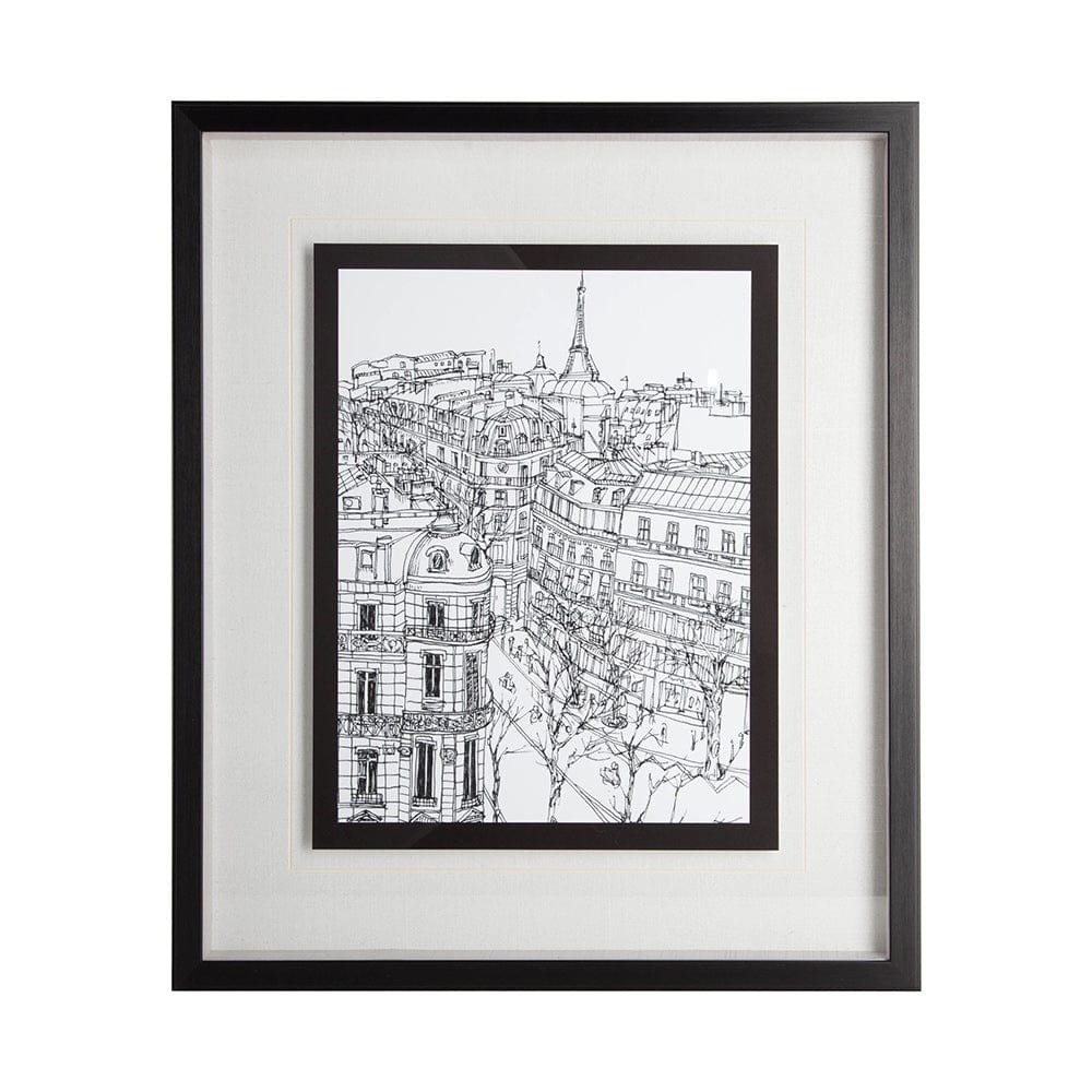 Mercana - B&W City Scene IX by Melissa Wang a Hand Embellished Textured Framed Art Print Matted under Glass - 11874 view 1