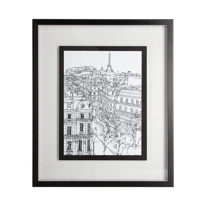 Mercana - B&W City Scene IX by Melissa Wang a Hand Embellished Textured Framed Art Print Matted under Glass - 11874 view 1