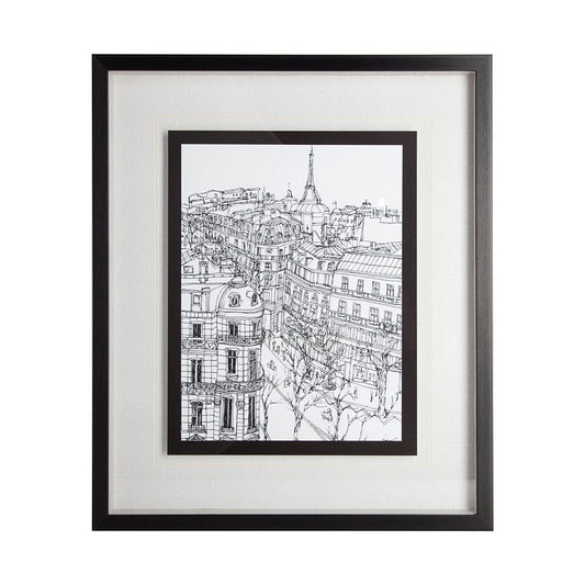 Mercana - B&W City Scene IX by Melissa Wang a Hand Embellished Textured Framed Art Print Matted under Glass - 11874 view 1