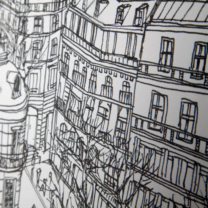 Mercana - B&W City Scene IX by Melissa Wang a Hand Embellished Textured Framed Art Print Matted under Glass - 11874 view 4