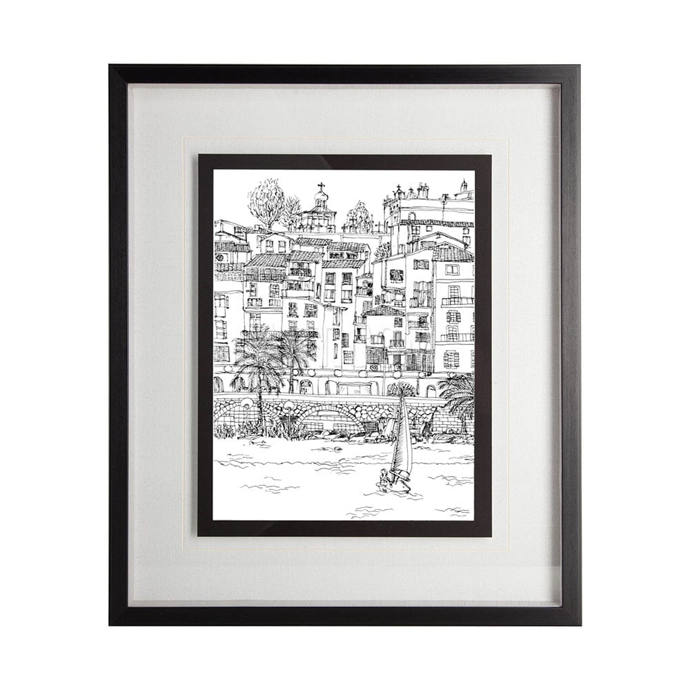 Mercana - B&W City Scene V by Melissa Wang a Hand Embellished Textured Framed Art Print Matted under Glass - 11870 view 1
