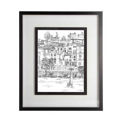 Mercana - B&W City Scene V by Melissa Wang a Hand Embellished Textured Framed Art Print Matted under Glass - 11870 view 1