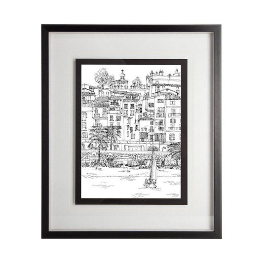 Mercana - B&W City Scene V by Melissa Wang a Hand Embellished Textured Framed Art Print Matted under Glass - 11870 view 1