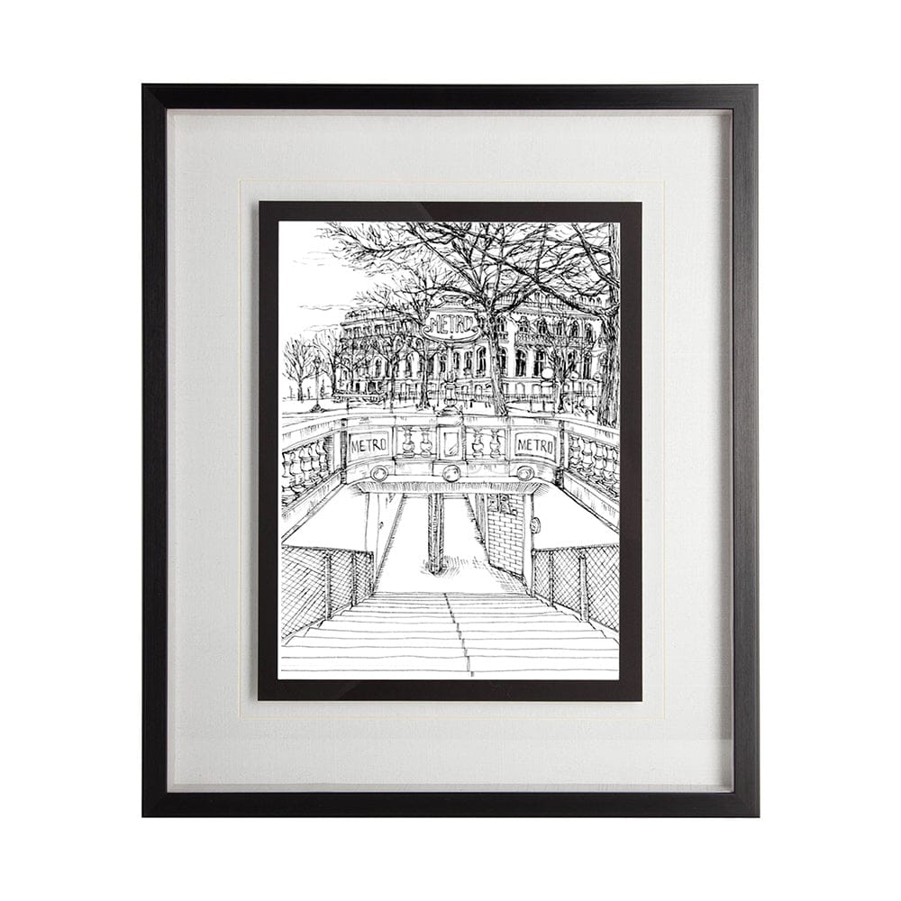 Mercana - B&W City Scene VI by Melissa Wang a Hand Embellished Textured Framed Art Print Matted under Glass - 11871 view 1