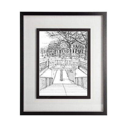Mercana - B&W City Scene VI by Melissa Wang a Hand Embellished Textured Framed Art Print Matted under Glass - 11871 view 1