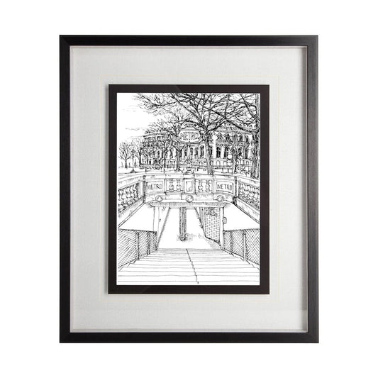 Mercana - B&W City Scene VI by Melissa Wang a Hand Embellished Textured Framed Art Print Matted under Glass - 11871 view 1