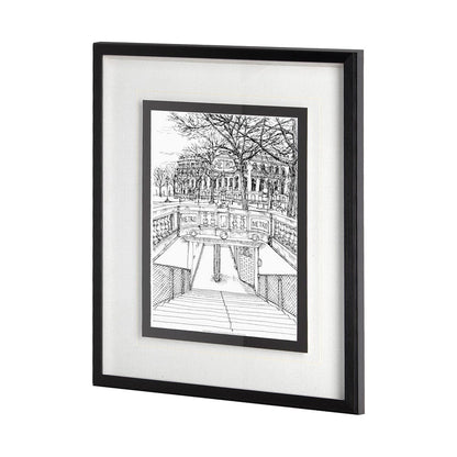 Mercana - B&W City Scene VI by Melissa Wang a Hand Embellished Textured Framed Art Print Matted under Glass - 11871 view 2