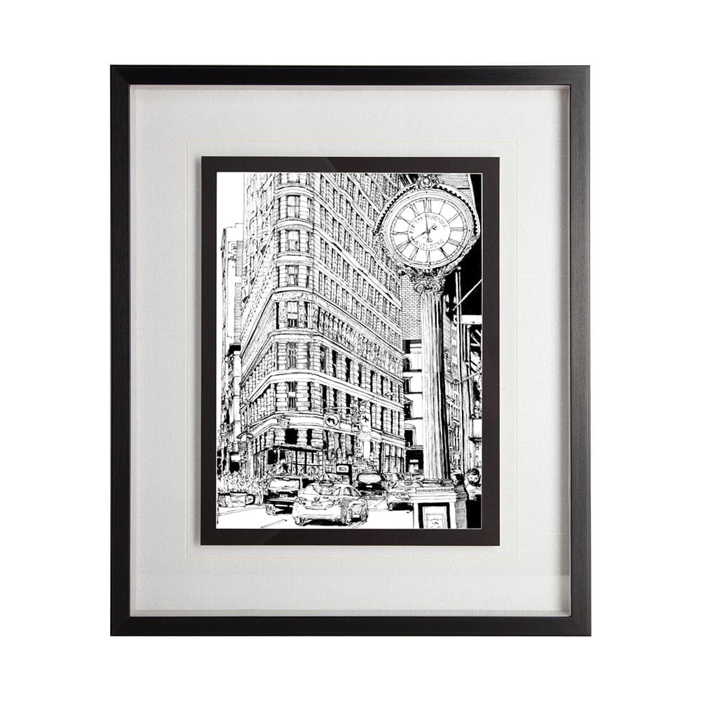 Mercana - B&W City Scene VII by Melissa Wang a Hand Embellished Textured Framed Art Print Matted under Glass - 11872 view 1