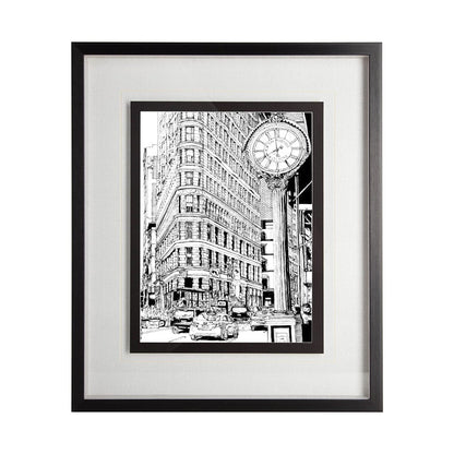 Mercana - B&W City Scene VII by Melissa Wang a Hand Embellished Textured Framed Art Print Matted under Glass - 11872 view 1