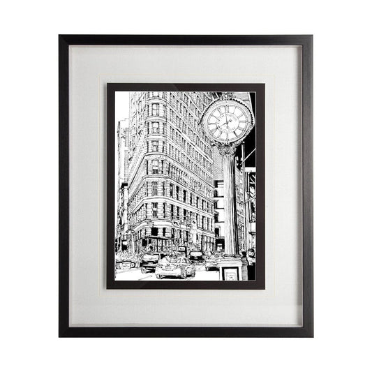 Mercana - B&W City Scene VII by Melissa Wang a Hand Embellished Textured Framed Art Print Matted under Glass - 11872 view 1