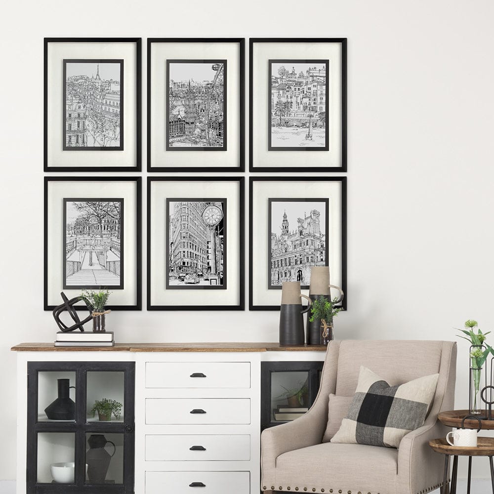 Mercana - B&W City Scene VII by Melissa Wang a Hand Embellished Textured Framed Art Print Matted under Glass - 11872 view 4